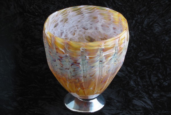 Hand blown fluted glass vase