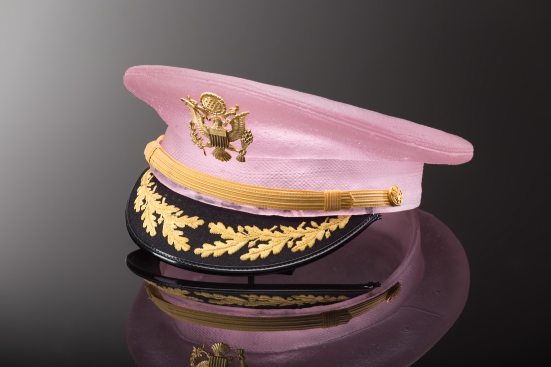 Light pink cast glass hat