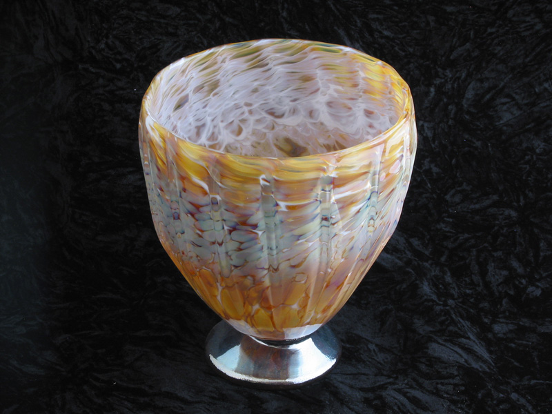 Hand blown fluted glass vase